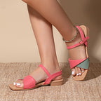 Summer new women's color block open toe buckle sandals